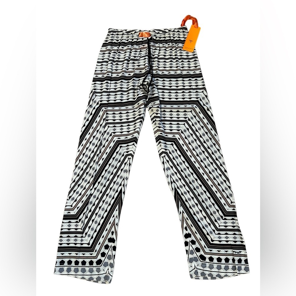 Hale Bob Black, White & Taupe Geometric Drawstring Pants, NWT, M (8-10)